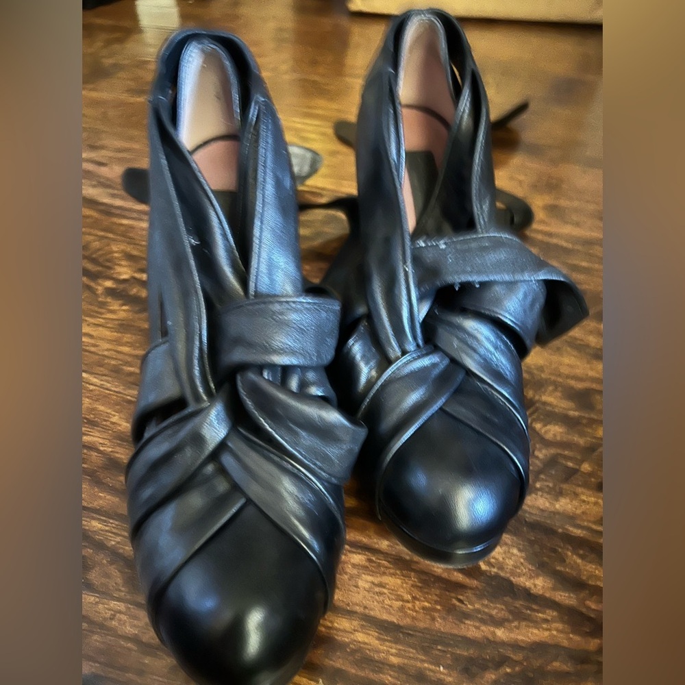 Derek Lam Black Leather Strappy Platform Heels